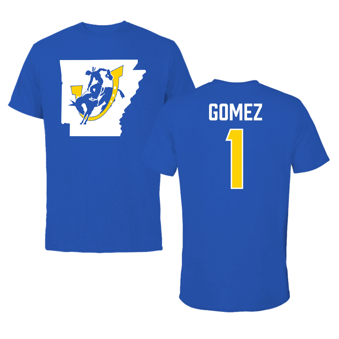 Southern Arkansas University Football Blue State Performance Tee - #1 Arkez Gomez