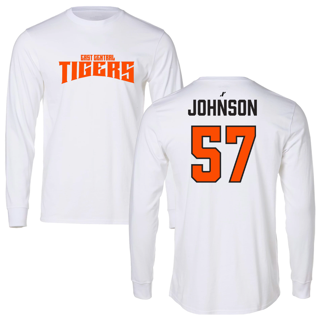 East Central University Football White Classic Long Sleeve - #57 Jashaud Johnson