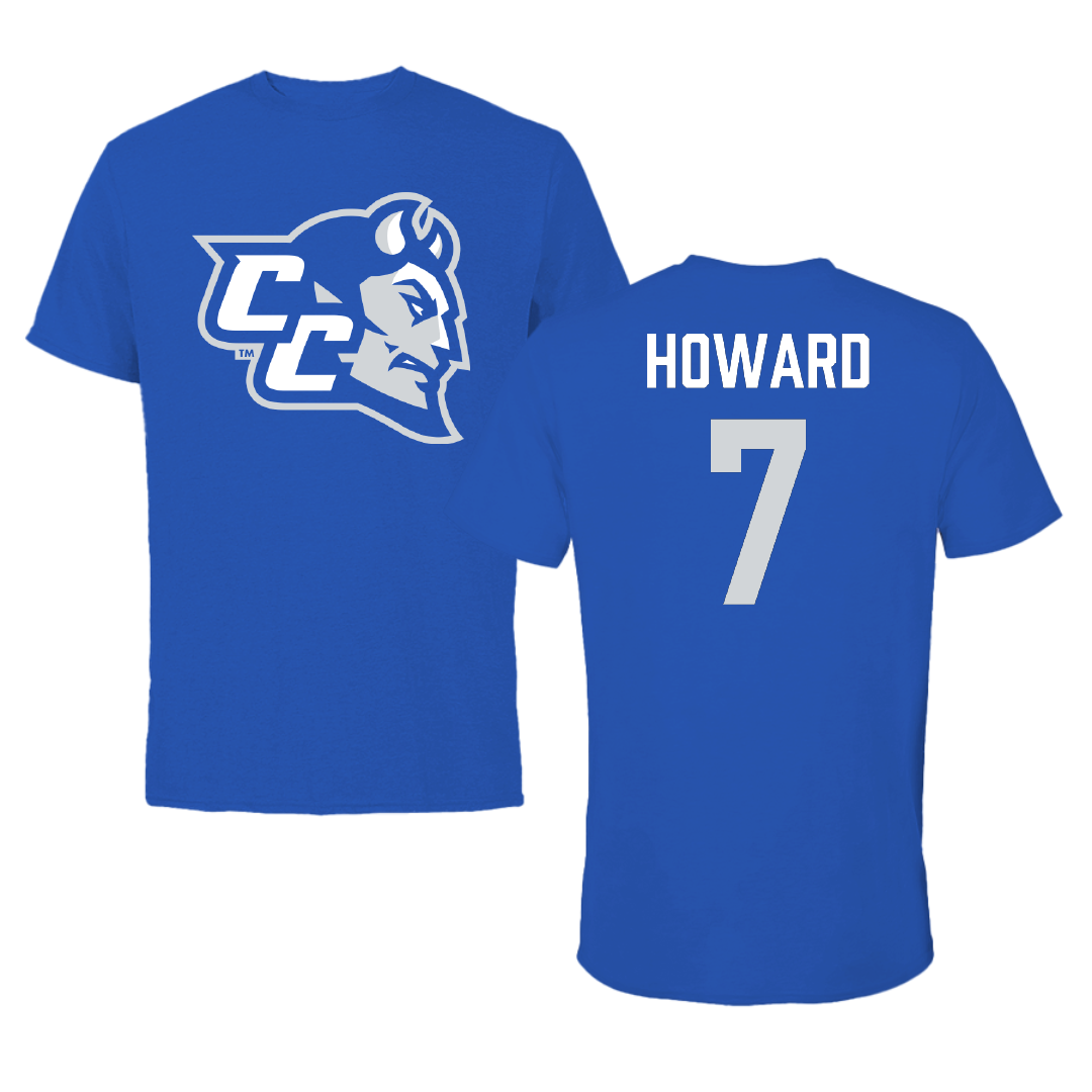 Central Connecticut State University Football Blue Performance Tee - #7 Elijah Howard