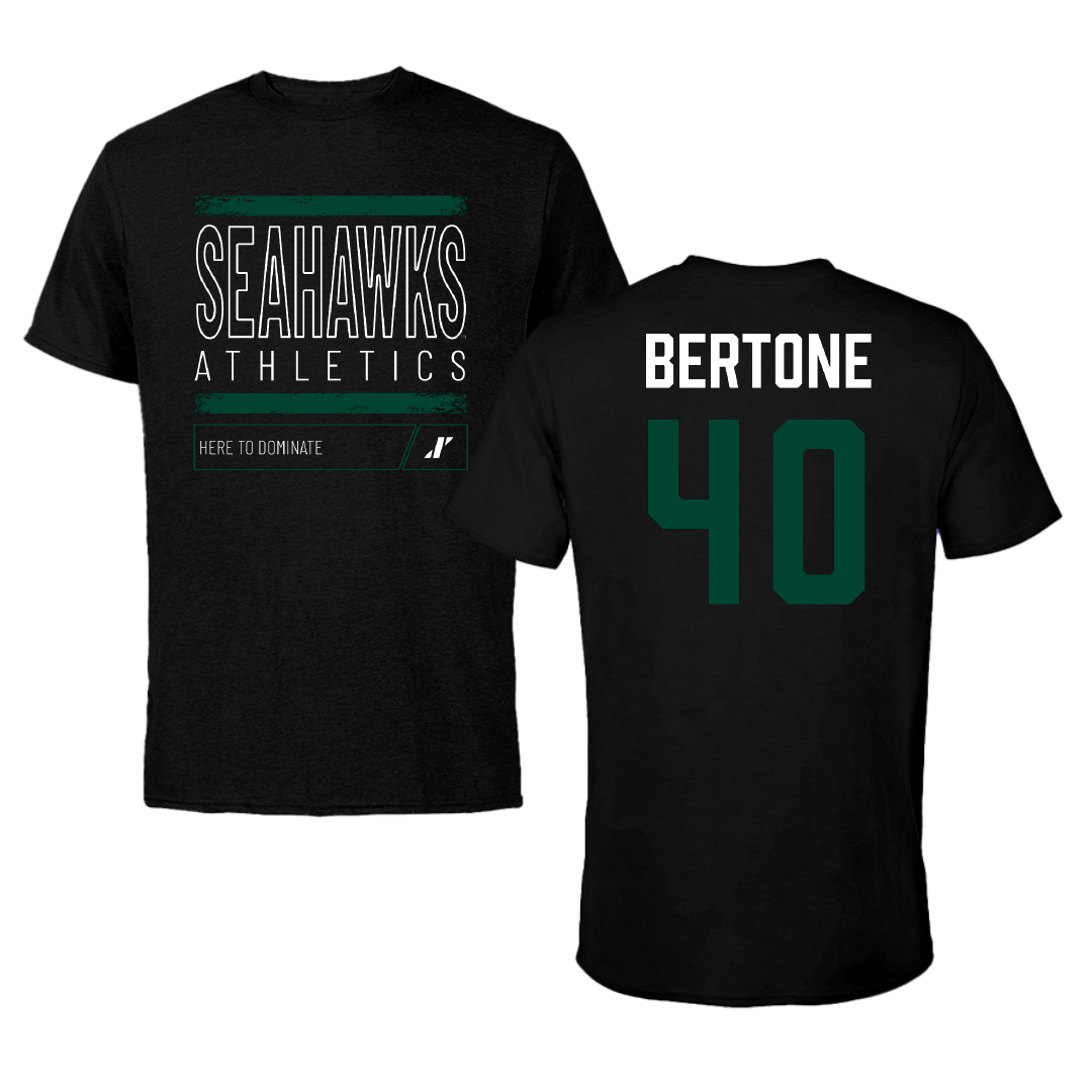 Wagner College Football Black Dominate Performance Tee - #40 Vincent Bertone