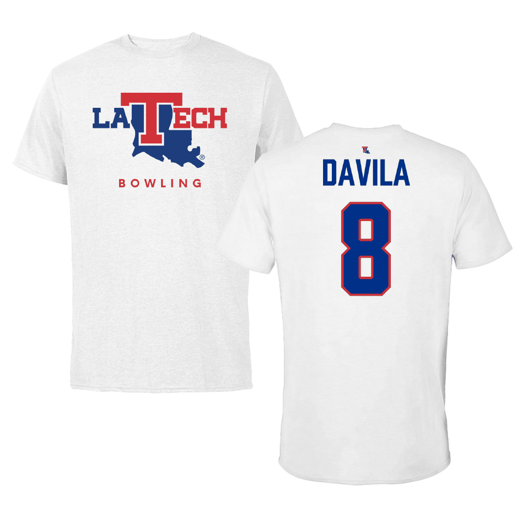 Louisiana Tech University Bowling (W) White Performance Tee - #8 Frances Davila