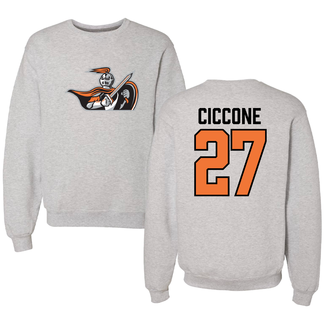 Heidelberg University Lacrosse Gray Crewneck - #27 Nick Ciccone