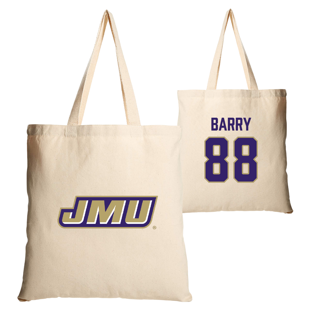 James Madison University Football Tan Canvas Tote Bag - #88 Ibrahim Barry