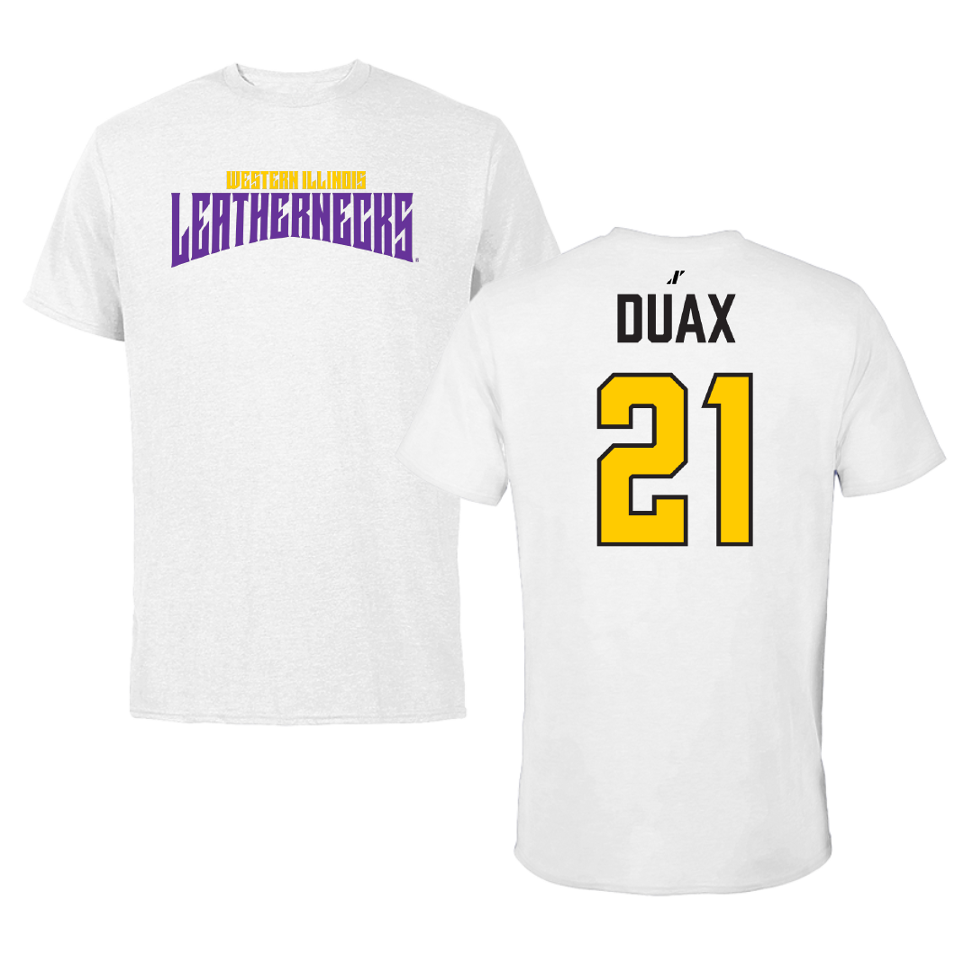 Western Illinois University Soccer White Classic Tee - #21 Ty Duax