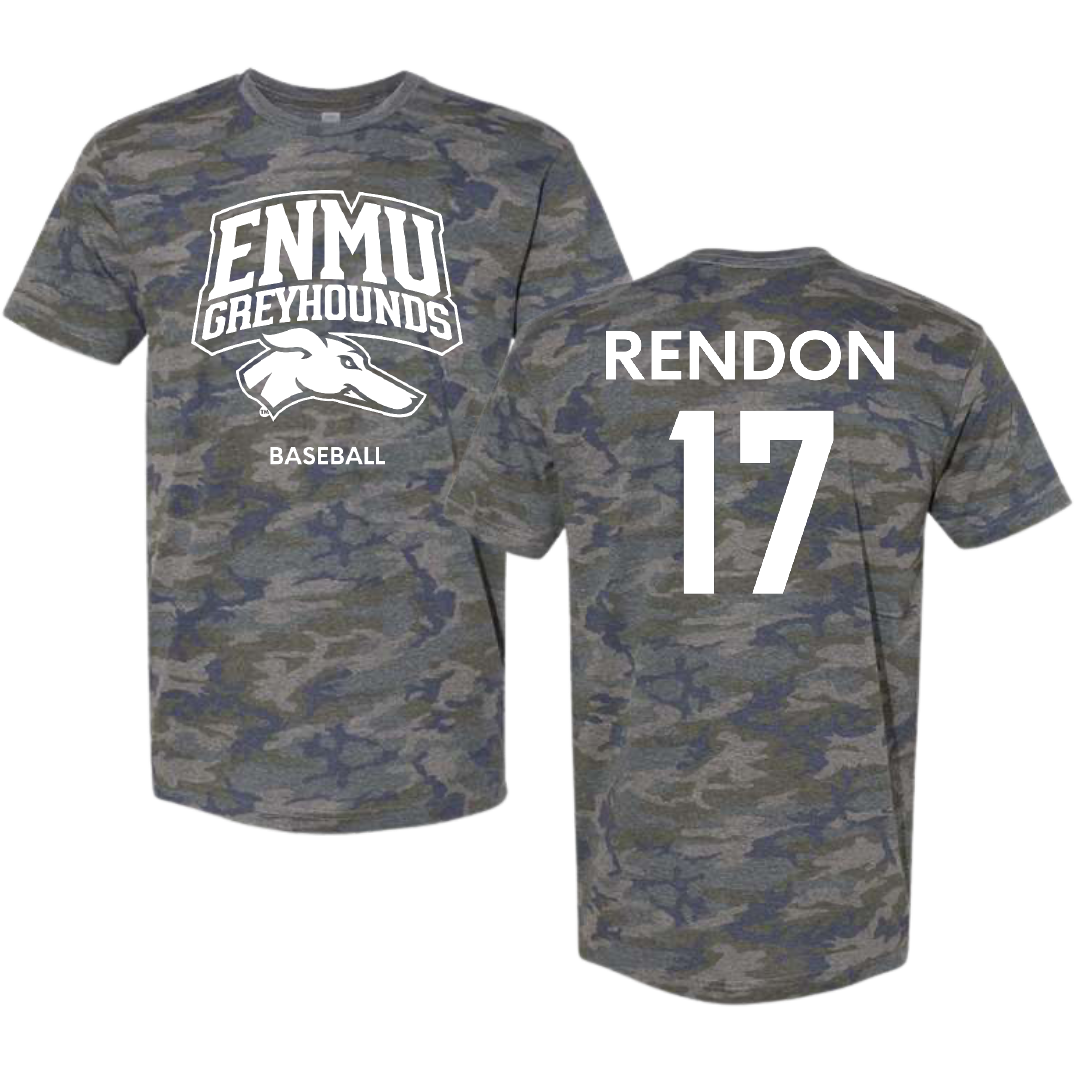 Eastern New Mexico University Baseball Vintage Camo Tee - #17 Jadon Rendon