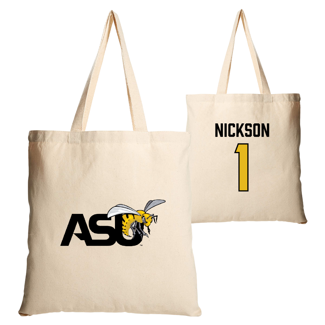 Alabama State University Football Tan Canvas Tote Bag - #1 Willie Nickson