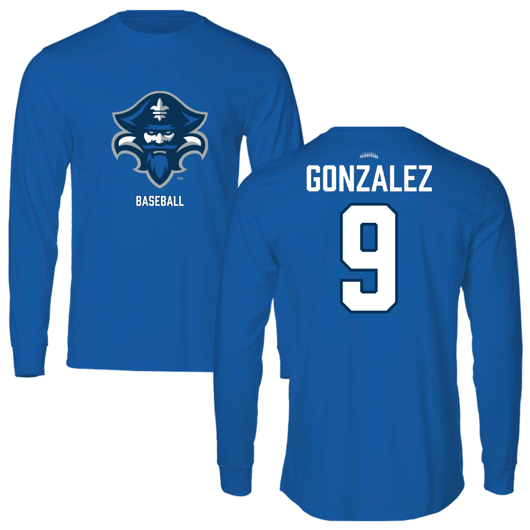 University of New Orleans Baseball Blue Performance Long Sleeve - #9 Matt Gonzalez