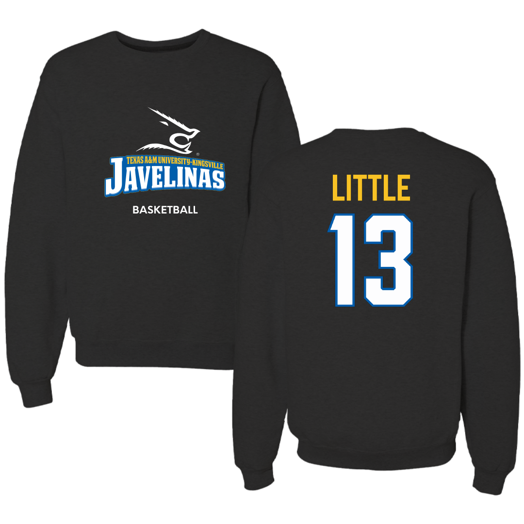 Texas A&M University-Kingsville Basketball (M) Black Crewneck - #13 Zyon Little