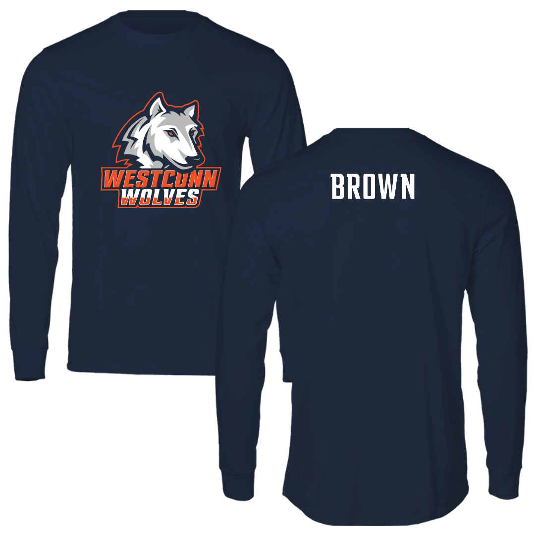 Western Connecticut State University Football Navy Wolves Performance Long Sleeve - Julius Brown