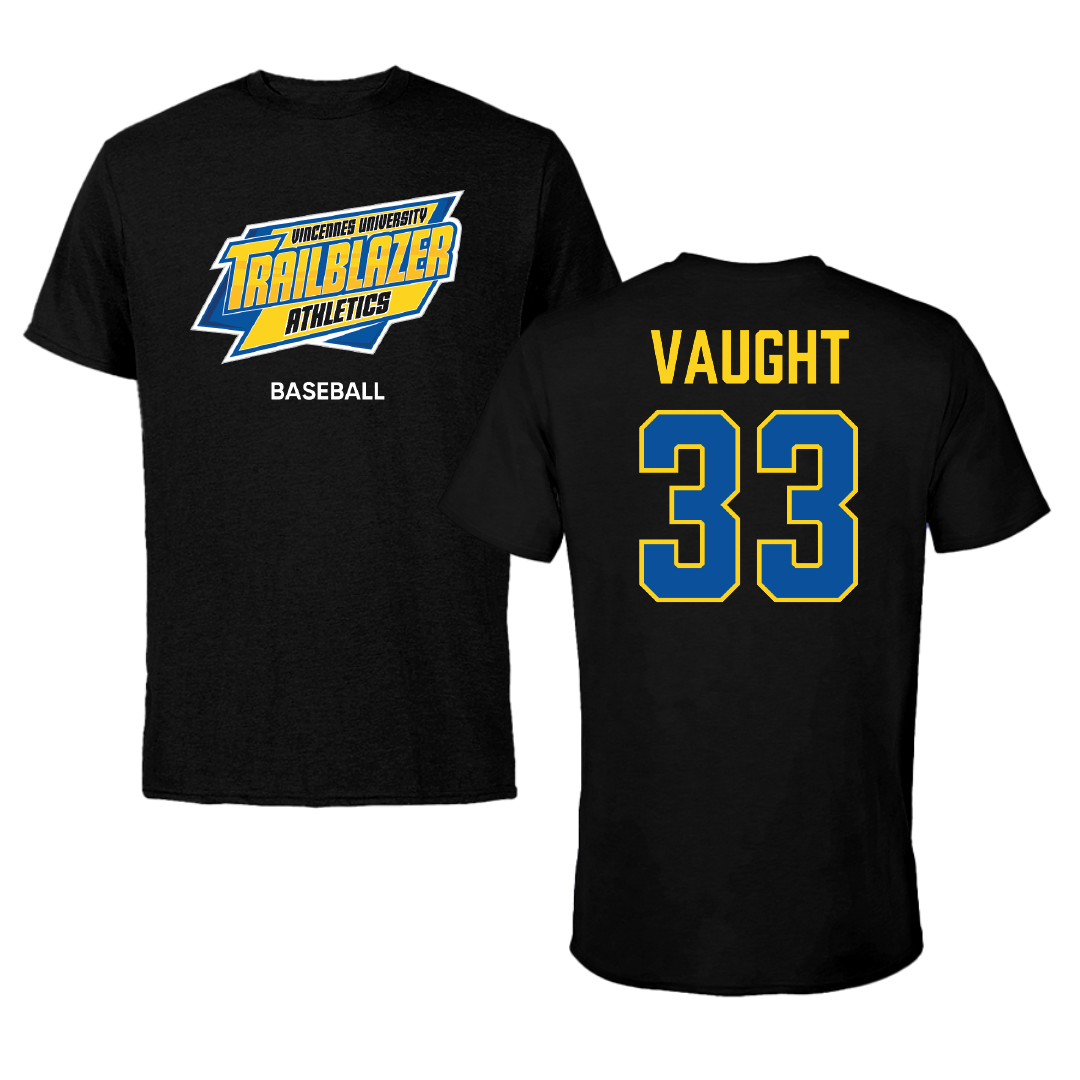 Vincennes University Baseball Black Performance Tee - #33 Aiden Vaught