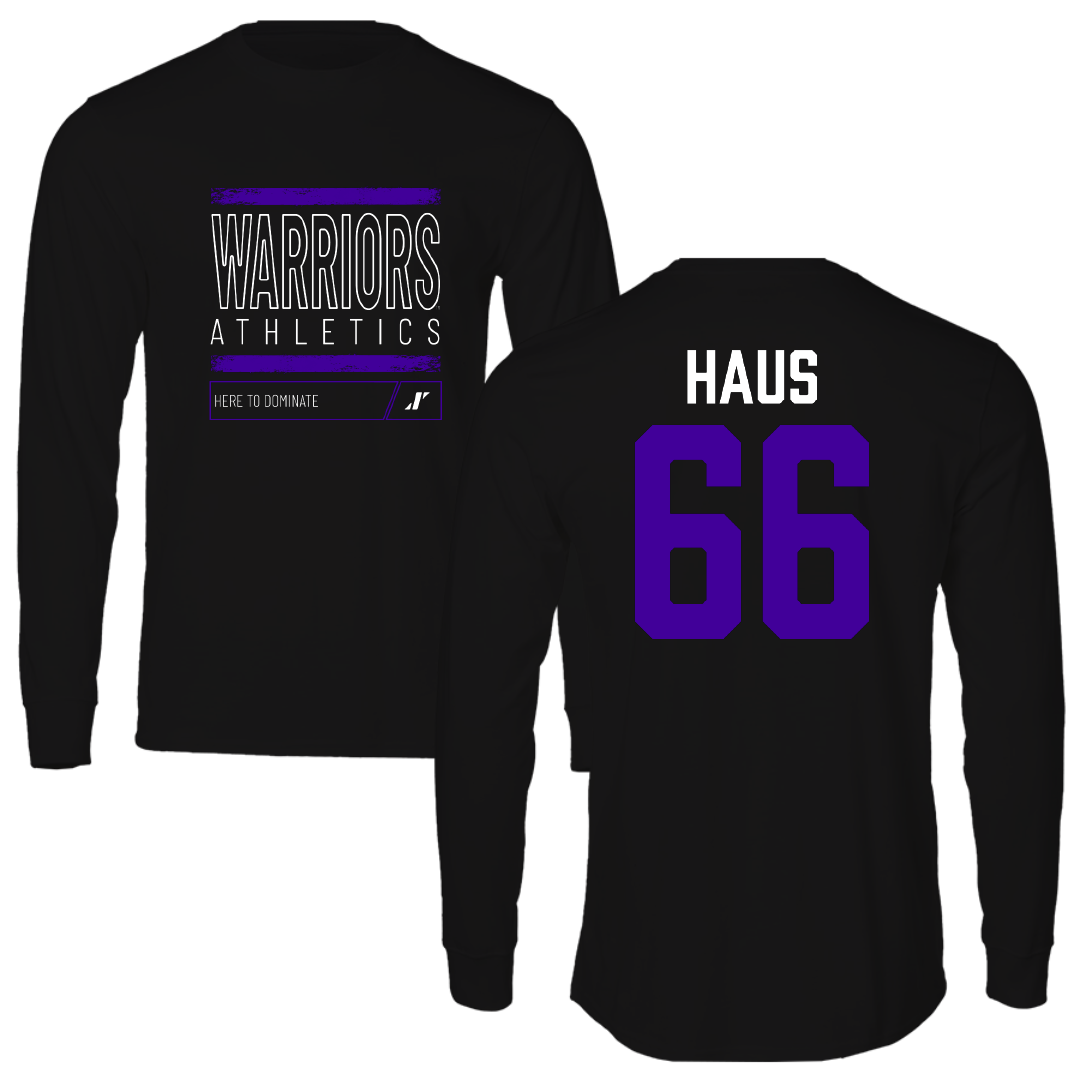 Winona State University Football Black Dominate Performance Long Sleeve - #66 Blake Haus