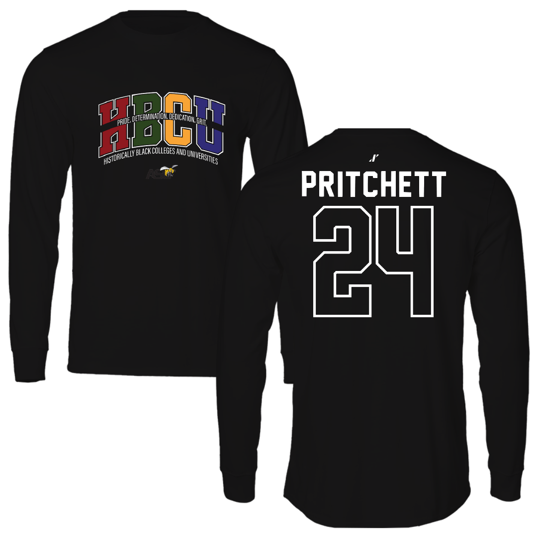 Alabama State University Soccer Black HBCU Performance Long Sleeve - #24 Ania Pritchett
