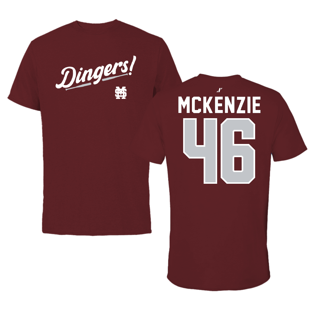 Mississippi State University Baseball Maroon Dingers Performance Tee - #46 Jackson McKenzie