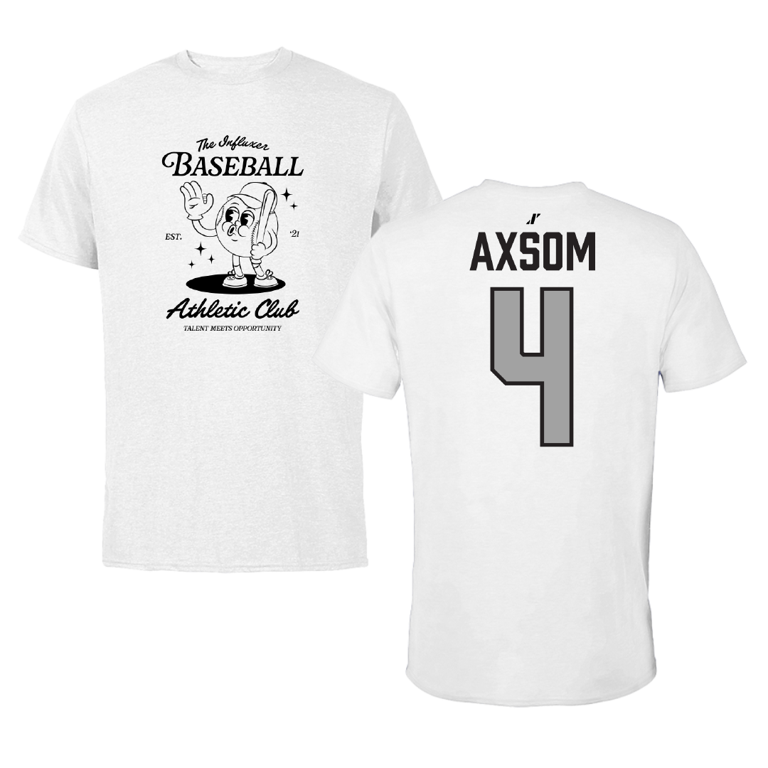 Baseball White Influxer Athletic Club Tee - #4 Garrett Axsom