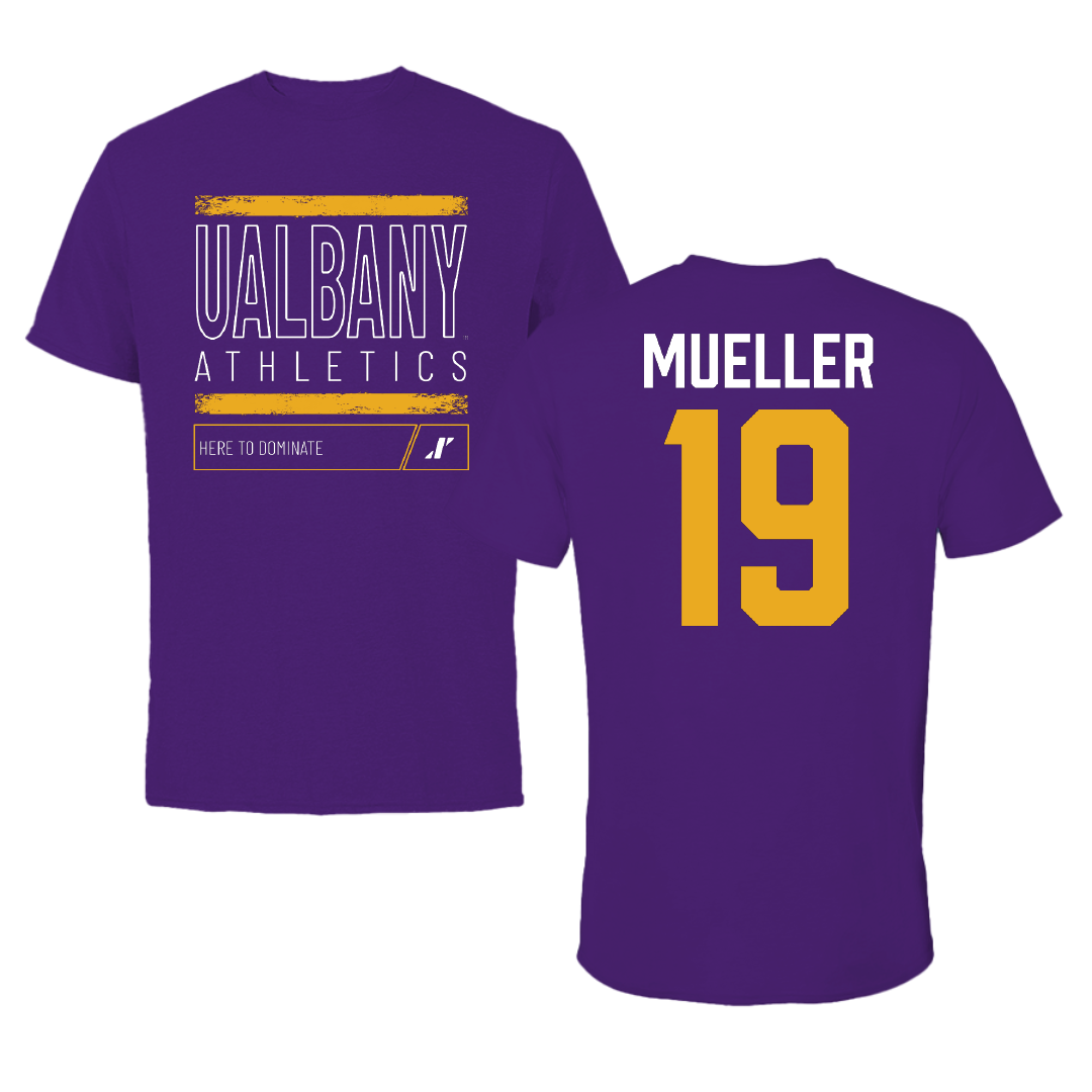 University at Albany Baseball Purple Dominate Performance Tee - #19 Jaxon Mueller