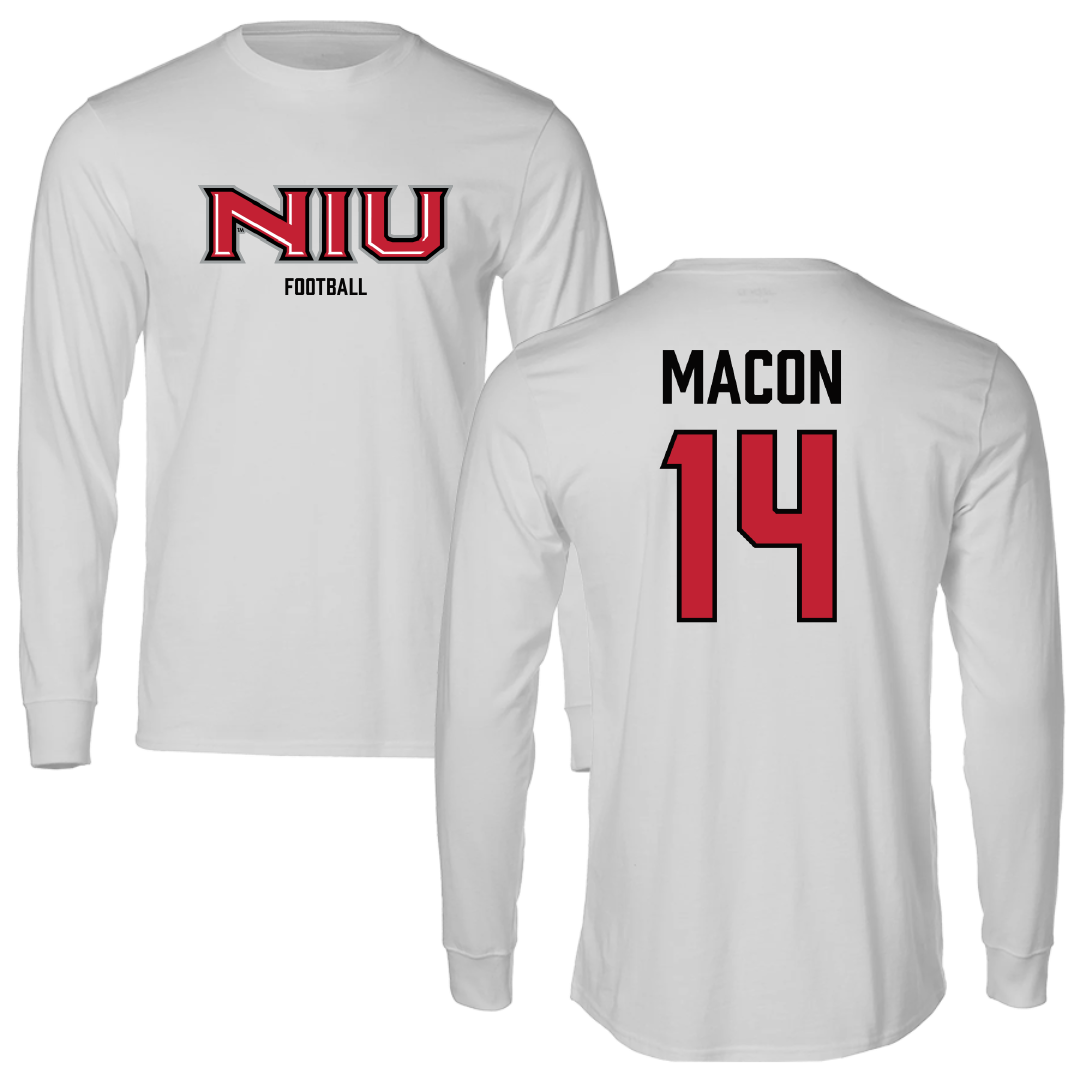 Northern Illinois University Football Light Gray Performance Long Sleeve - #14 Jalen Macon