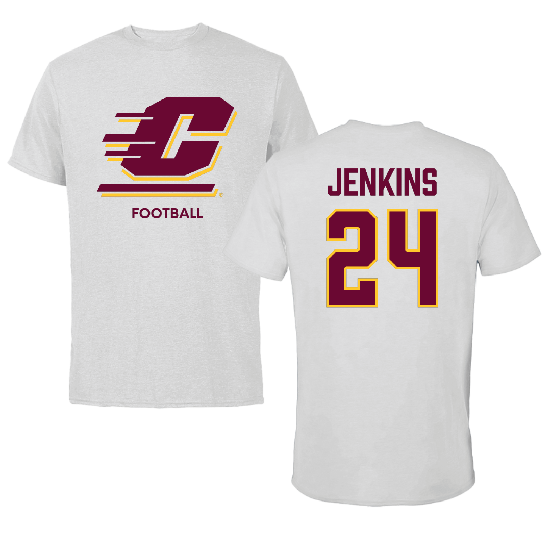 Central Michigan University Football Light Gray Tee - #24 Mekhi Jenkins