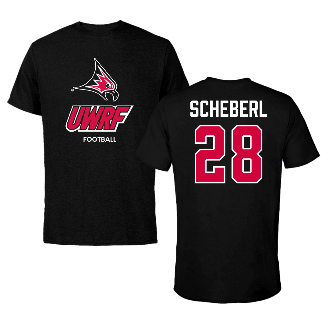 University of Wisconsin-River Falls Football Black Tee - #28 Justin Scheberl