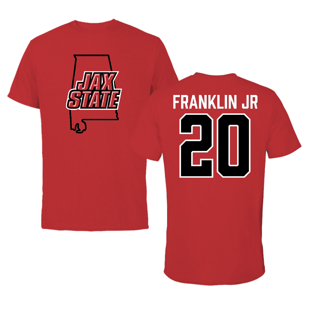 Jacksonville State University Football Red State Performance Tee - #20 Travis Franklin Jr