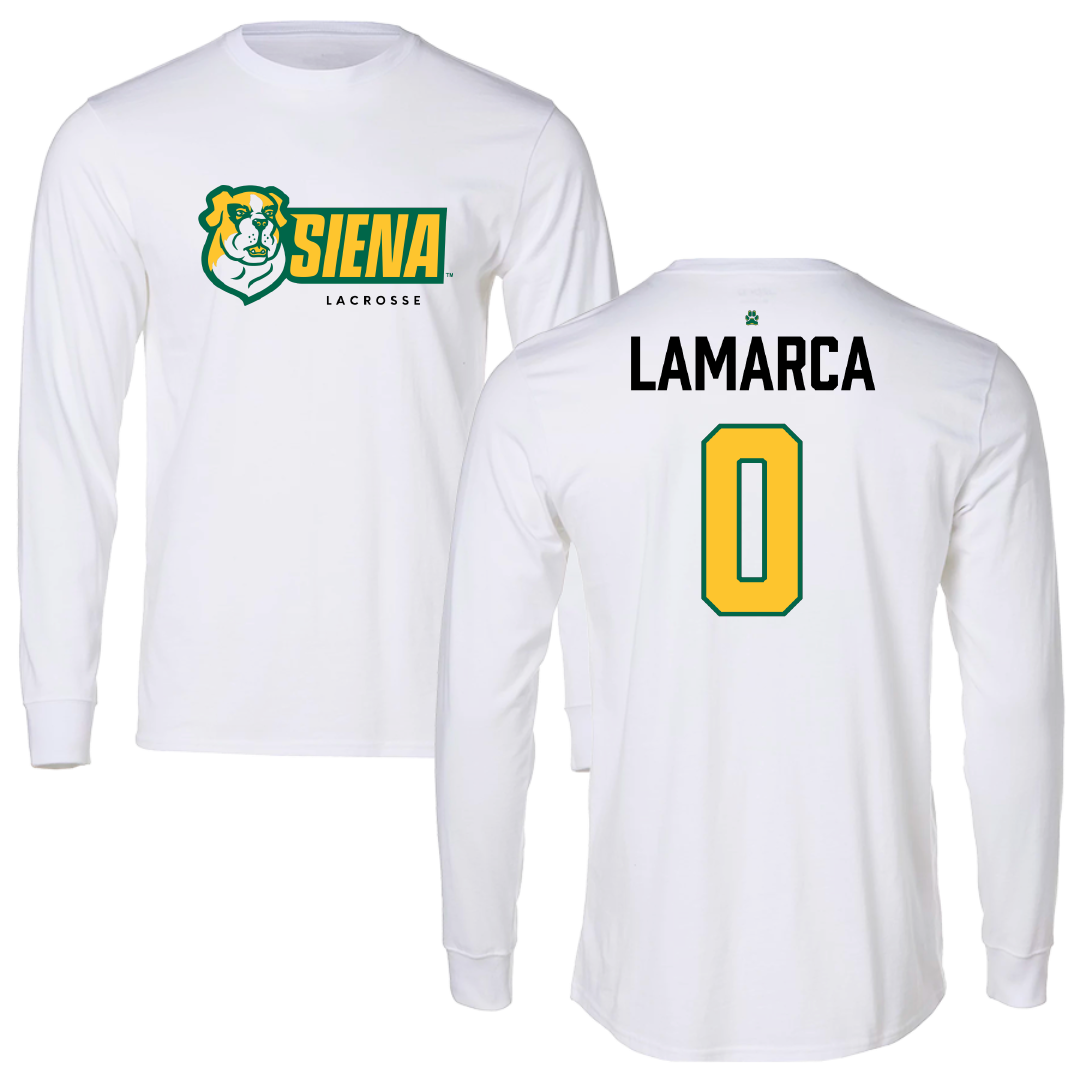 Siena University Lacrosse (M) White Performance Long Sleeve - #0 Jack Lamarca
