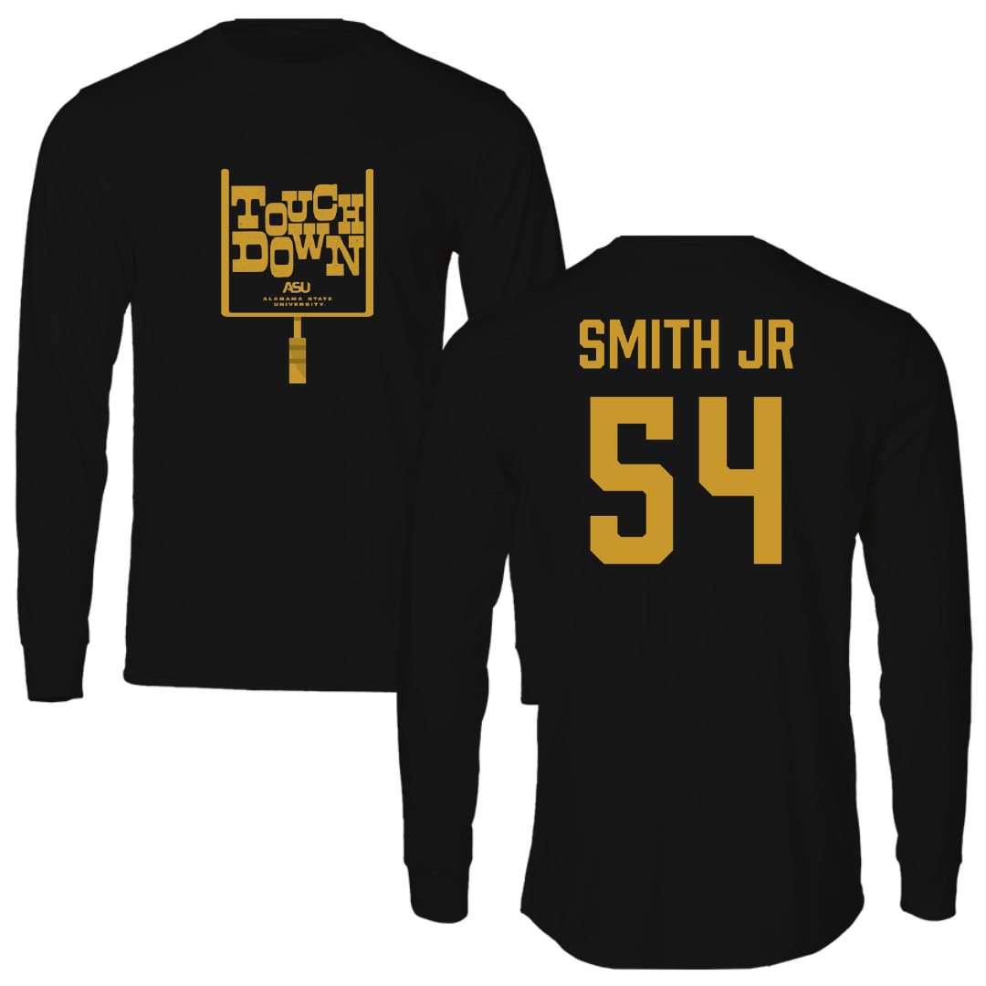 Alabama State University Football Black Touchdown Performance Long Sleeve - #54 Patrick Smith Jr