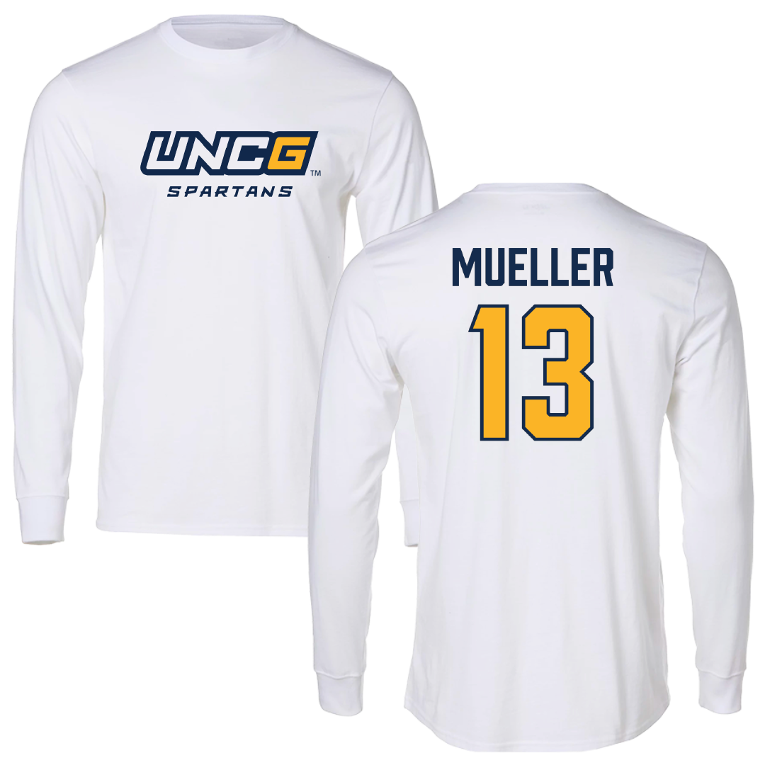 UNC Greensboro Baseball White Performance Long Sleeve - #13 Jake Mueller