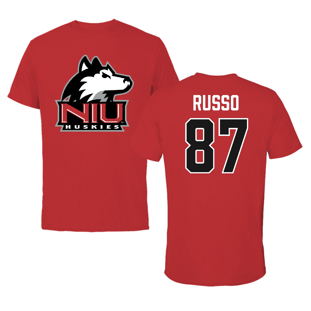 Northern Illinois University Football Red Tee - #87 Liam Russo