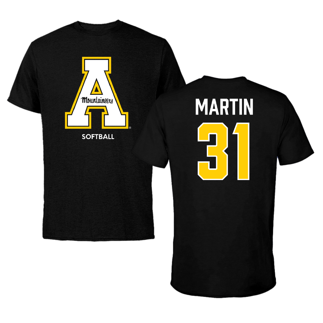 Appalachian State University Softball Black Performance Tee - #31 Sidney Martin