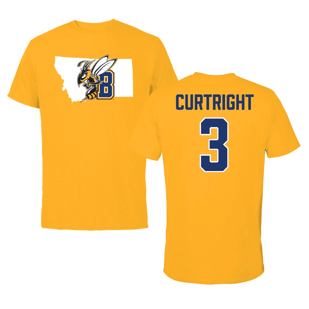 Montana State University Billings Soccer Gold State Tee - #3 Ava Curtright