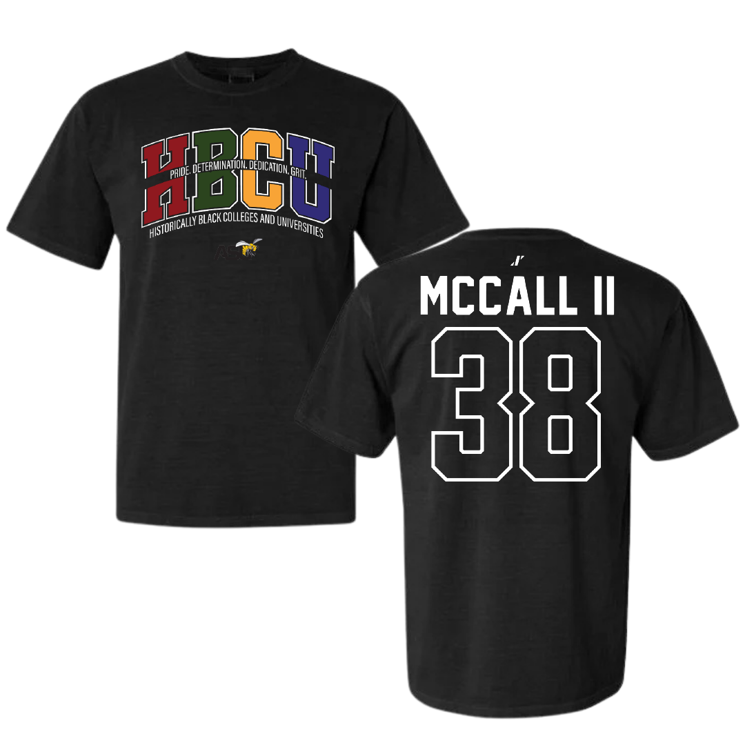 Alabama State University Football Black HBCU Comfort Colors Tee - #38 Stewart McCall II