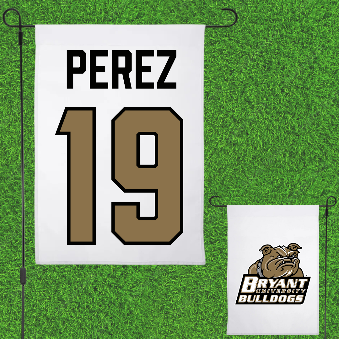 Bryant University Football White Garden Flag - #19 Alfredo Perez