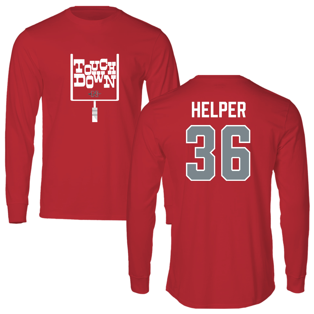 Nicholls State University Football Red Touchdown Performance Long Sleeve - #36 Justin Helper