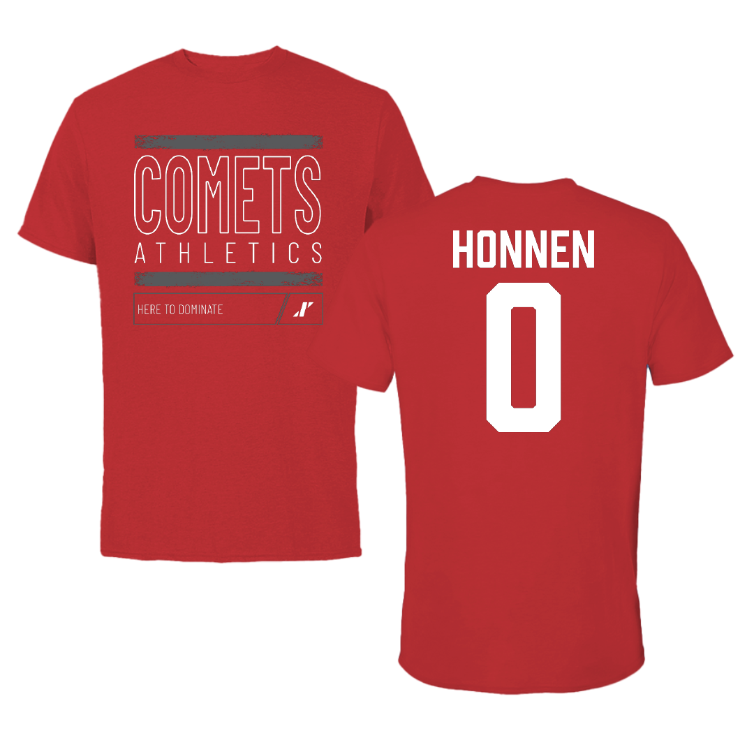 The University of Olivet Basketball Red Dominate Performance Tee - #0 Evan Honnen