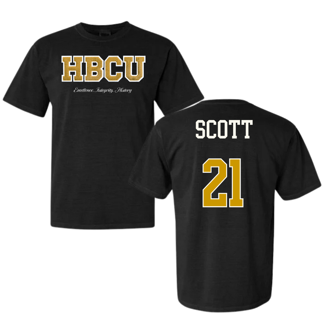 Alabama State University Softball Black HBCU Varsity Comfort Colors Tee - #21 Alana Scott