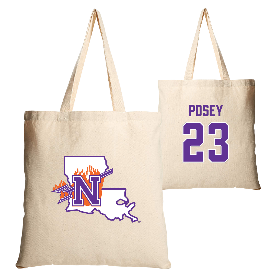 Northwestern State University Basketball Tan Canvas Tote Bag - #23 Duane Posey