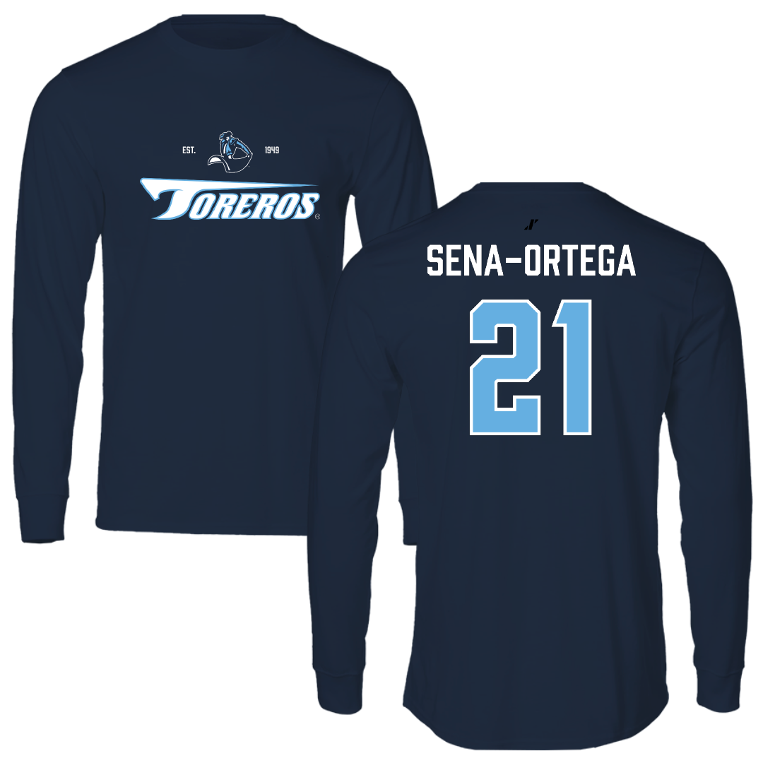 University of San Diego Football Navy General Long Sleeve - #21 Trey Sena-Ortega
