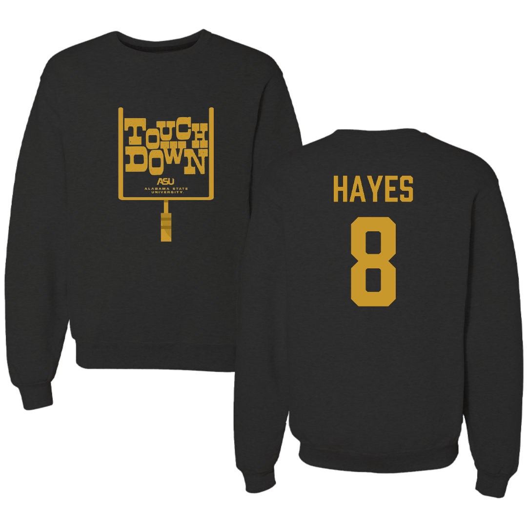 Alabama State University Football Black Touchdown Crewneck - #8 James Hayes
