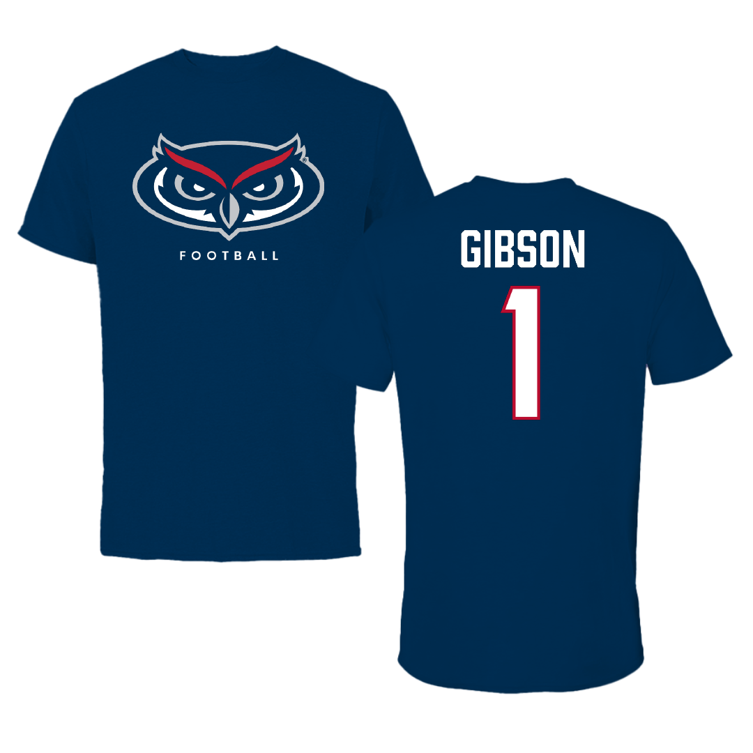 Florida Atlantic University Football Navy Mascot Performance Tee - #1 Zach Gibson