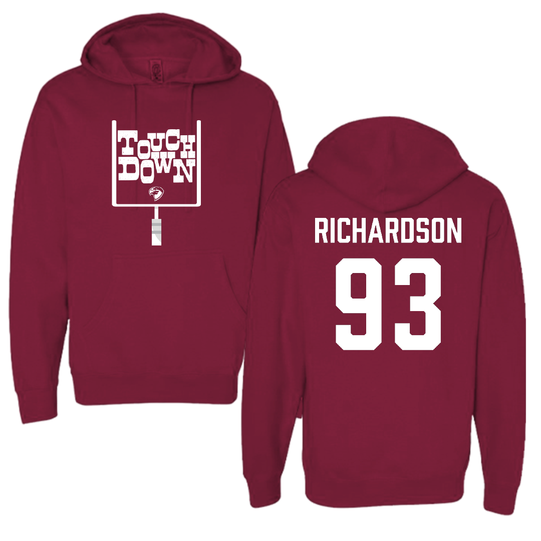 Fairmont State University Football Maroon Touchdown Hoodie - #93 Emmanuel Richardson