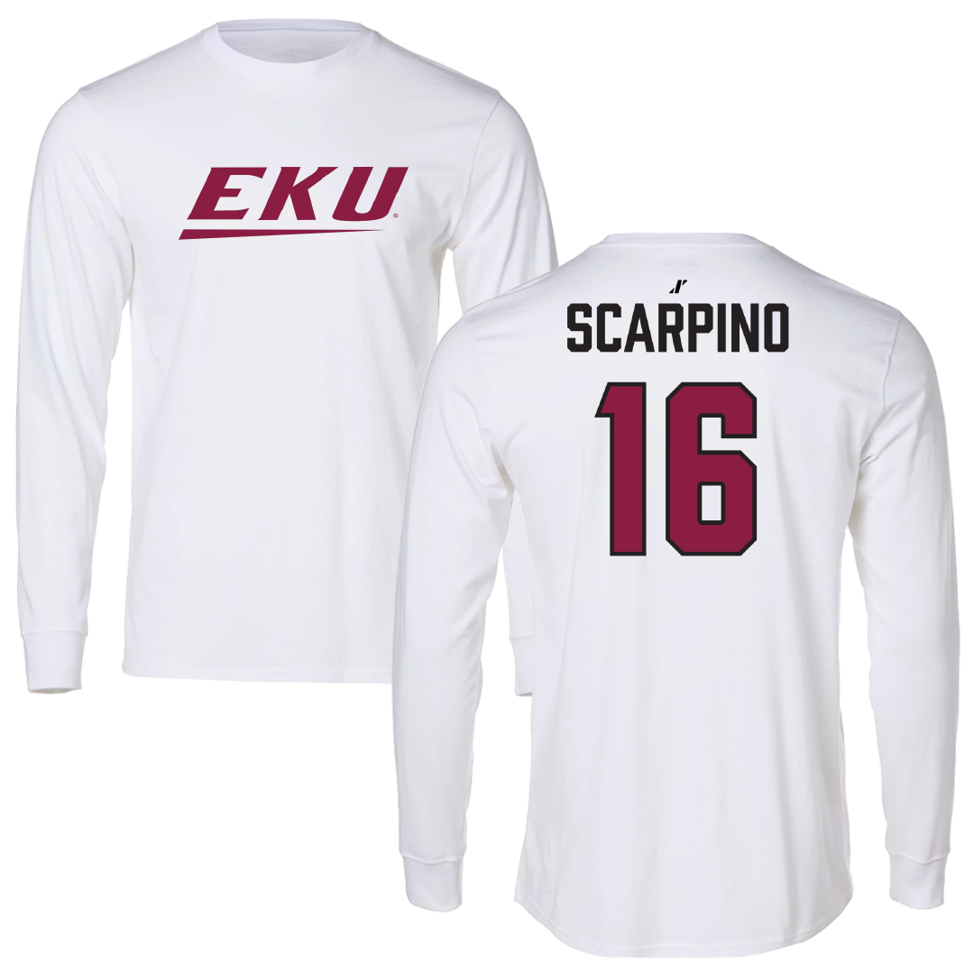Eastern Kentucky University Baseball White Performance Long Sleeve - #16 Anthony Scarpino
