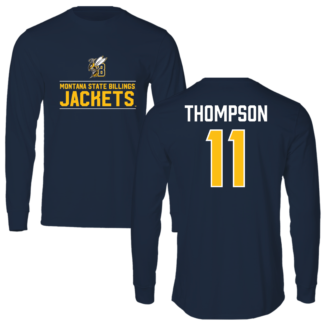 Montana State University Billings Soccer Navy General Performance Long Sleeve - #11 Abby Thompson
