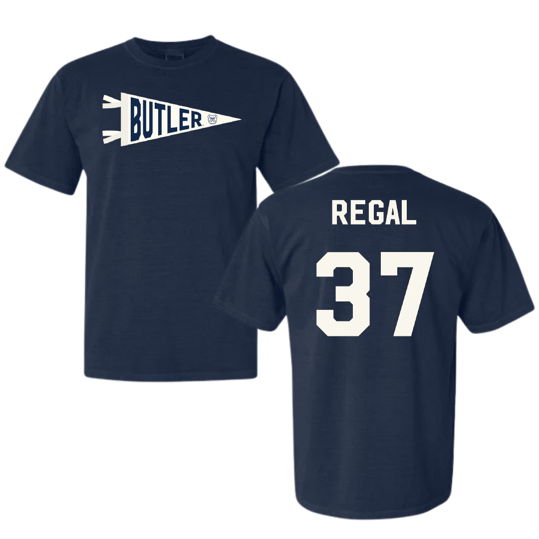 Butler University Baseball Navy Pennant Comfort Colors Tee - #37 Ian Regal