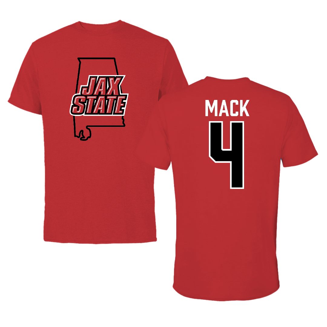 Jacksonville State University Football Red State Performance Tee - #4 Jabari Mack