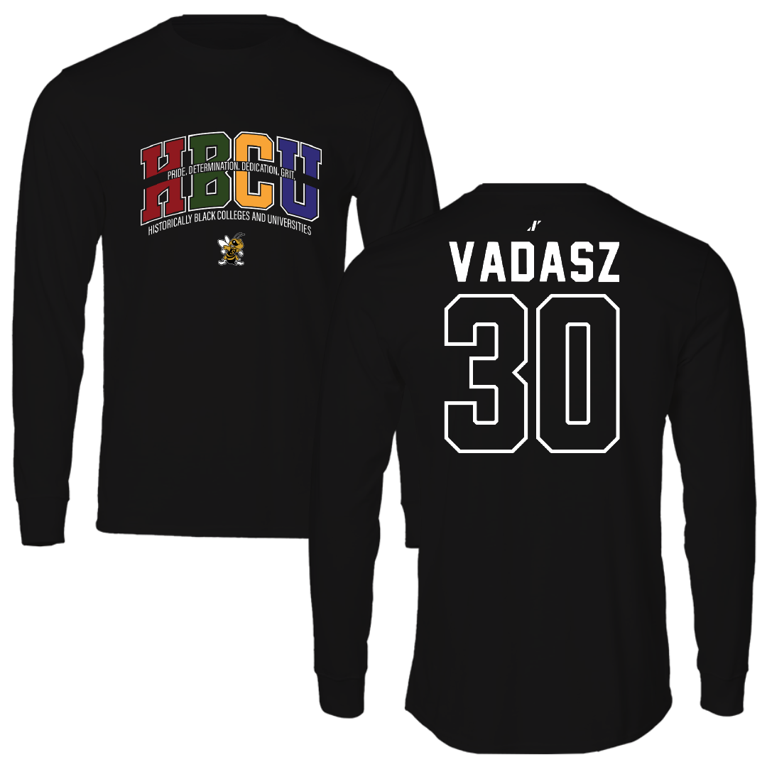 West Virginia State University Baseball Black HBCU Performance Long Sleeve - #30 Riley Vadasz