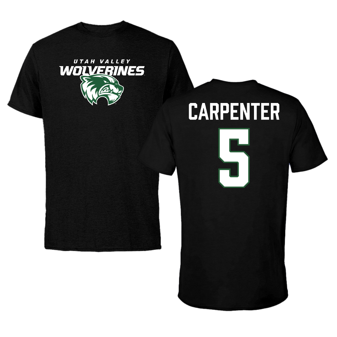 Utah Valley University Baseball Black Wolverines Performance Tee - #5 Kaden Carpenter