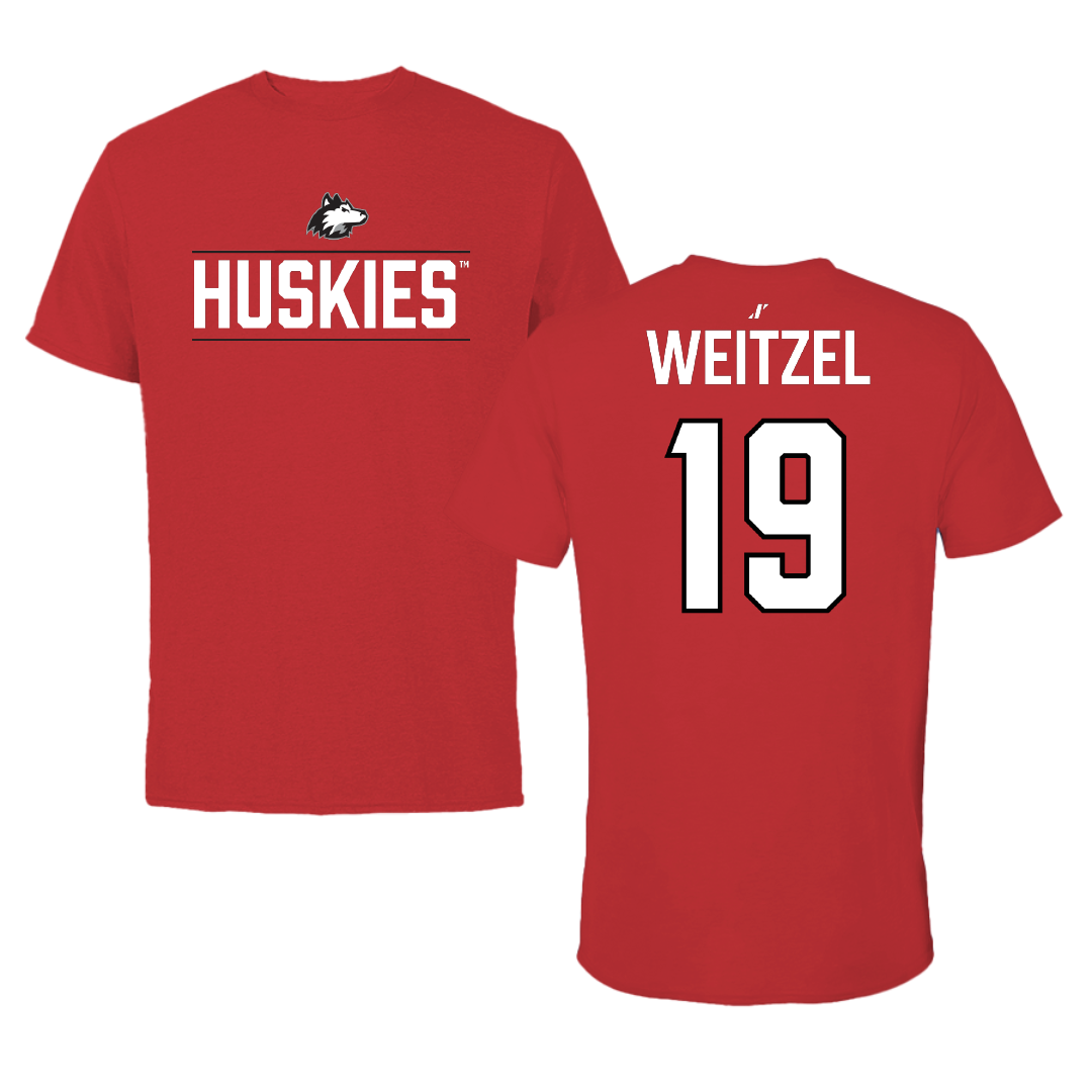 Northern Illinois University Ice Hockey Red General Tee - #19 Caden Weitzel