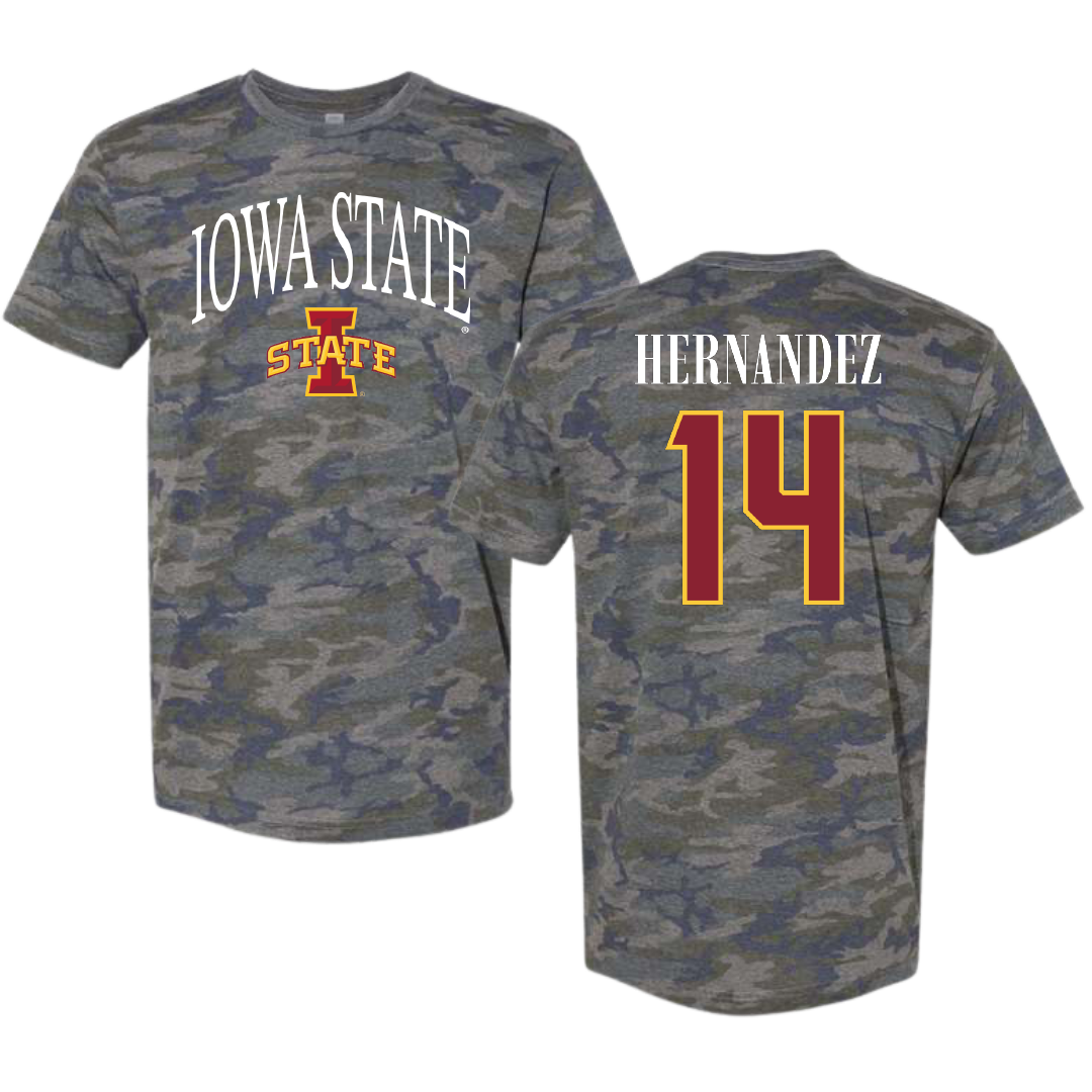 Iowa State University Soccer Vintage Camo Tee - #14 Lauren Hernandez