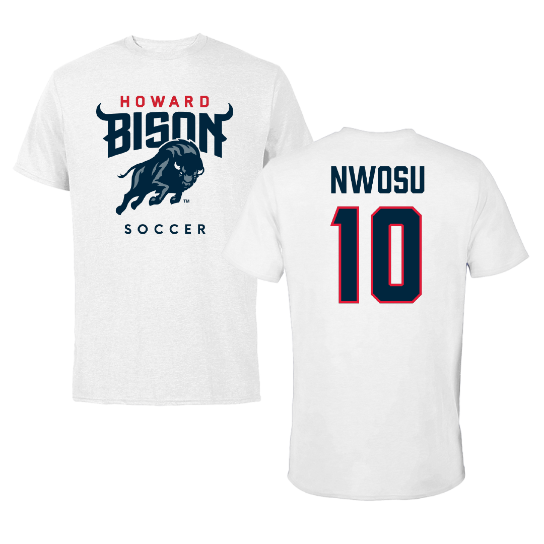 Howard University Soccer (W) White Performance Tee - #10 Adora Nwosu