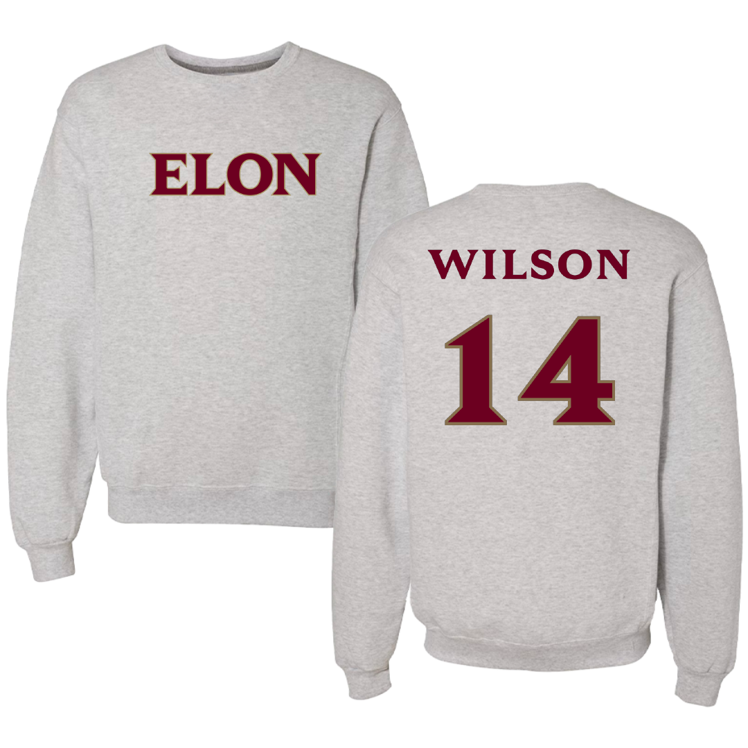Elon University Softball Light Gray Crewneck - #14 Kayla Wilson