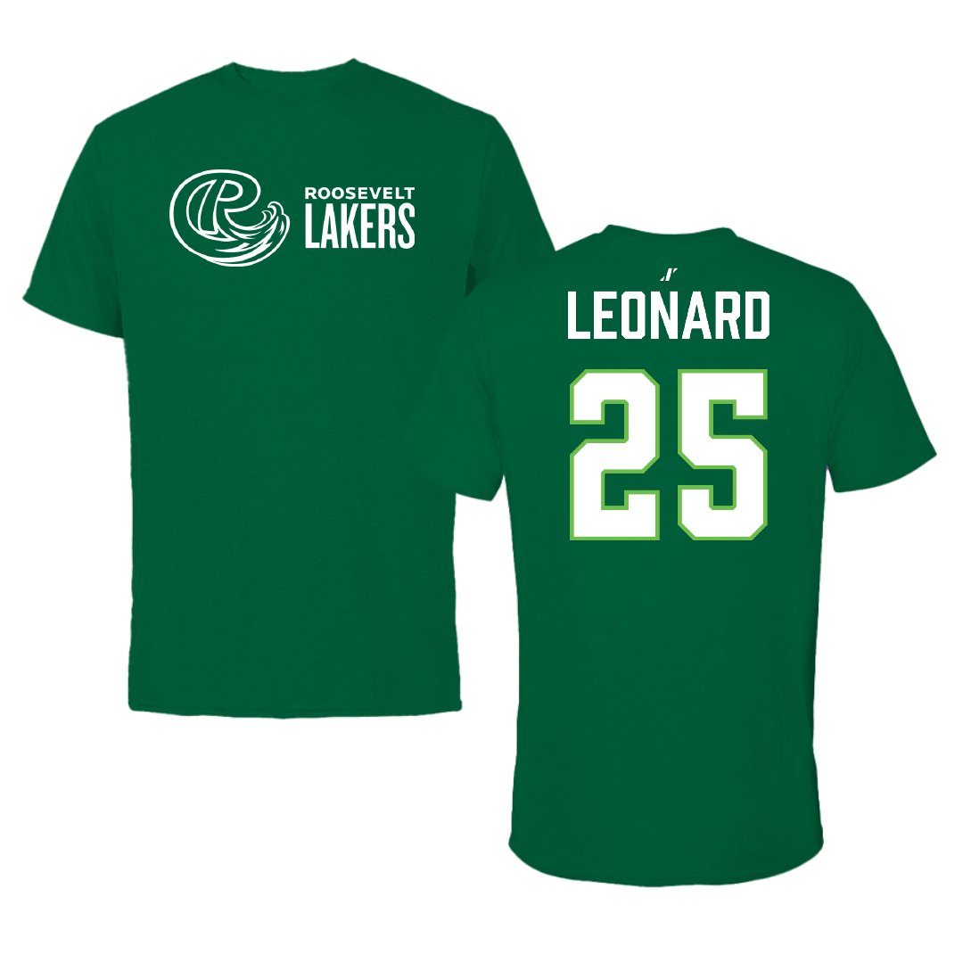 Roosevelt University Basketball Green Performance Tee - #25 Aubrey Leonard